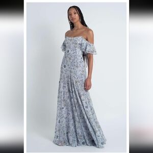 Jenny Yoo Belen Off The Shoulder Blue Floral Dress